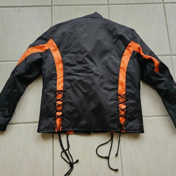 Women's Vance Leathers Motorcycle Jacket Size Large L Black & Orange - Picture 2 of 2